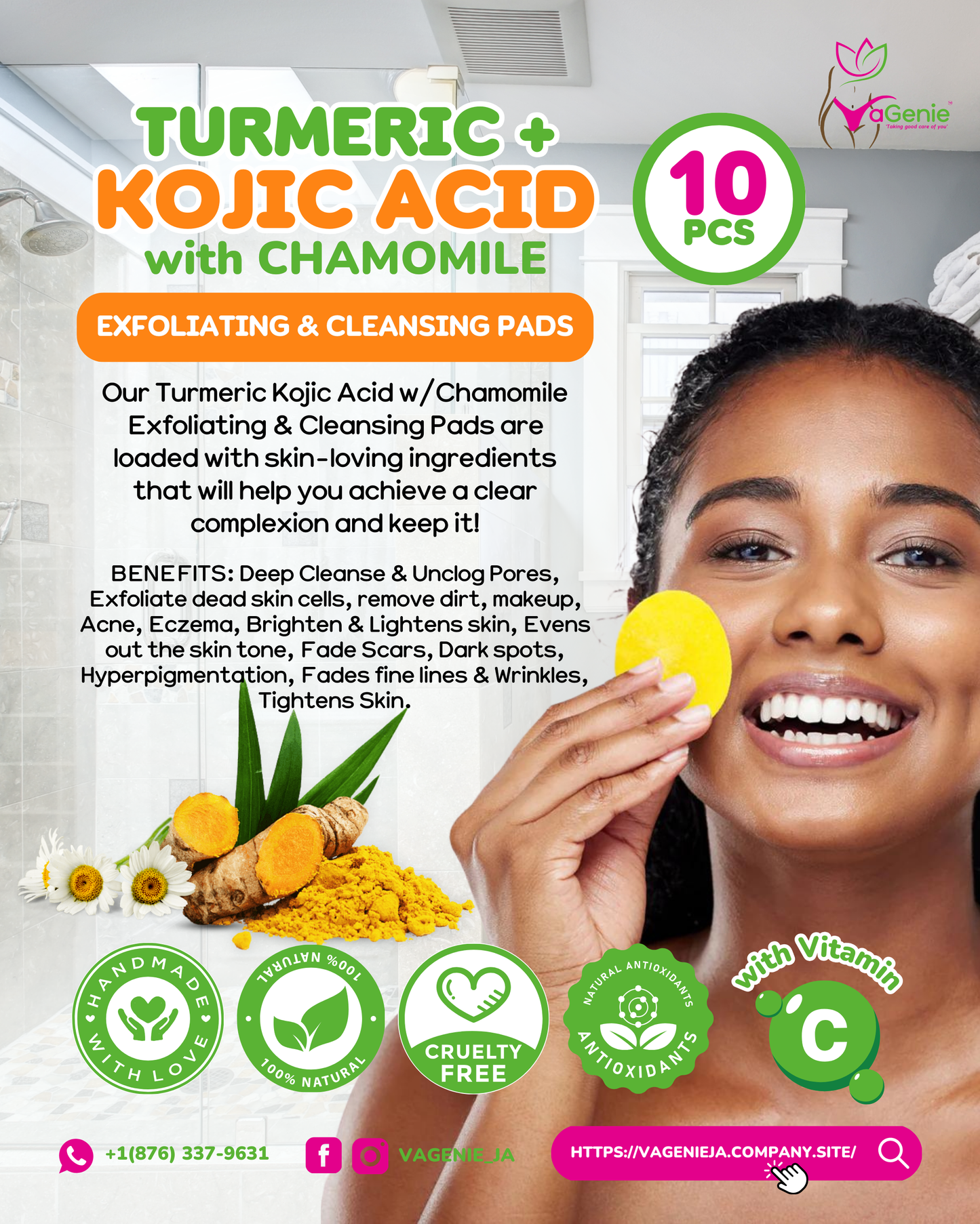 Turmeric + Kojic Acid Exfoliating & Cleansing Pads